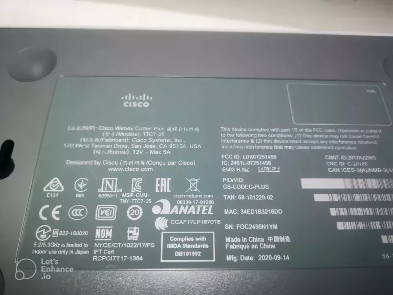 KAMERA INTERNETOWA CISCO WEBEX ROOM CS-KITPLUS-K9