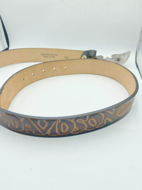 PASEK DO SPODNI SKÓRZANY HARLEY DAVIDSON TŁOCZONY 38 MADE IN USA
