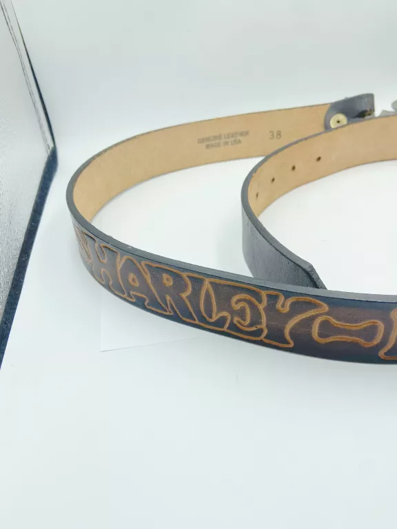 PASEK DO SPODNI SKÓRZANY HARLEY DAVIDSON TŁOCZONY 38 MADE IN USA