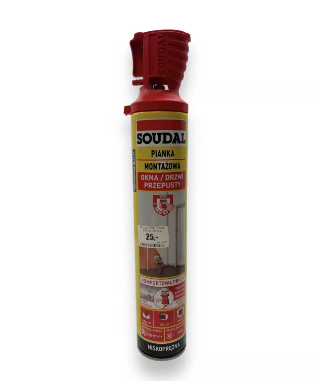 SOUDAL GENIUS GUN PIANKA PIANA Z APLIKATOREM MONTAŻOWA NISKOPRĘŻNA 770ML