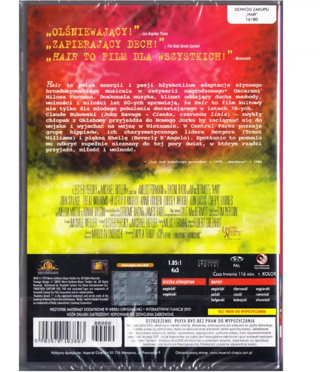 FILM DVD MUSICAL HAIR FOLIA