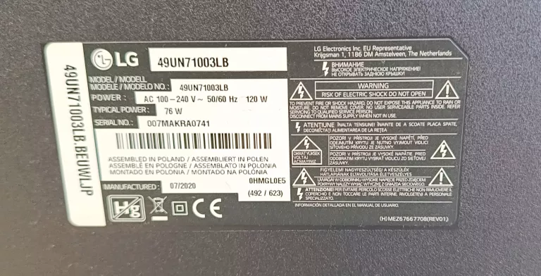 TELEWIZOR LG 49UN71003LB