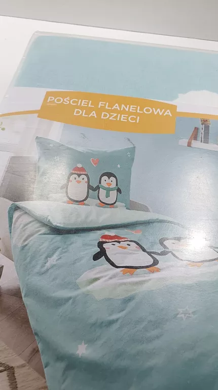 POŚCIEL FLANELOWA PINGWINY 140X200 I 70X80