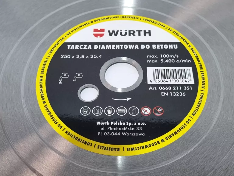 WURTH TARCZA DIAMENTOWA DO BETONU 350/25,4 M