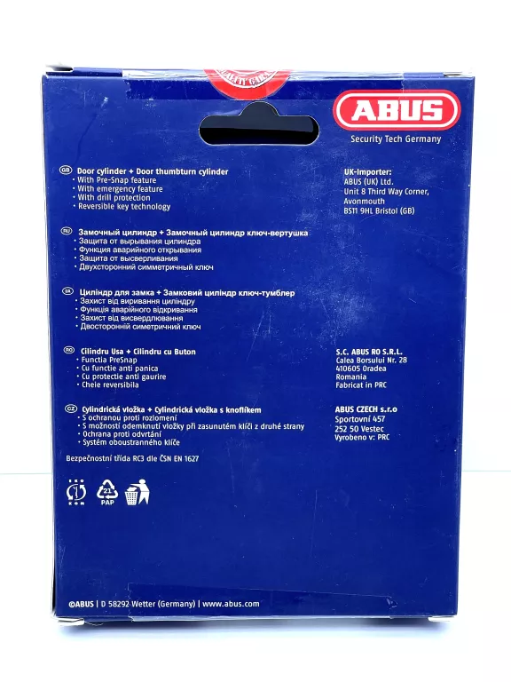 KOMPLET WKŁADEK ABUS D10 45/30+45/30G Z GAŁKĄ KL.C