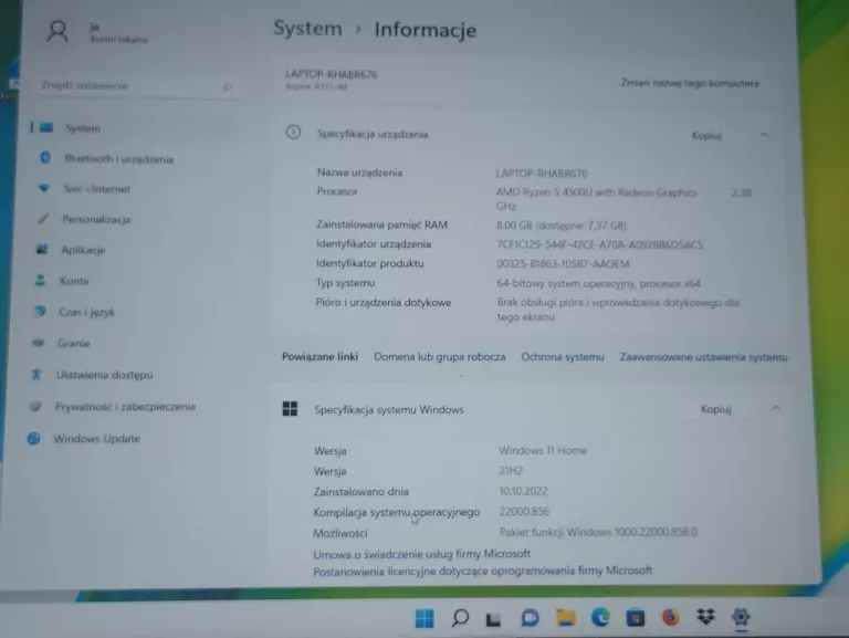 LAPTOP ACER ASPIRE 5 A515-44-R54F KOMPLET
