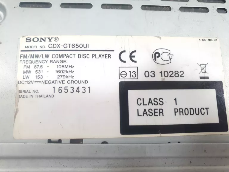 RADIO SAMOCHODOWE SONY CDX-GT650UI