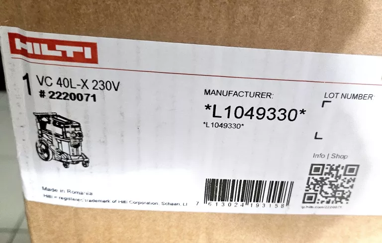 ODKURZACZ BUDOWLANY DO ZASTOSOWAŃ MOKRYCH/SUCHYCH VC 40L-X HILTI