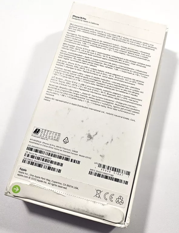 SMARTFON APPLE IPHONE 15 PRO 8 GB / 128 GB 5G BIAŁY JAK NOWY