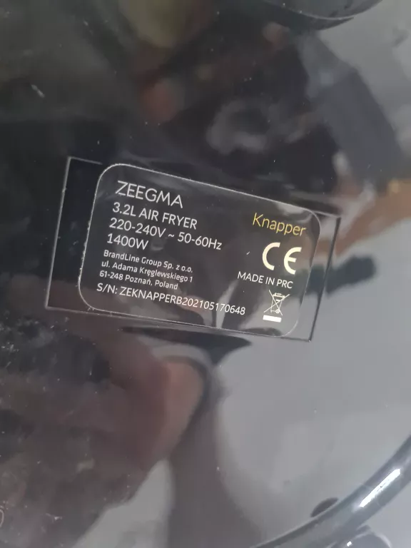 FRYTKOWNICA BEZTŁUSZCZOWA ZEEGMA ZE-KNAPPER PRO BLACK 1400 W 4,5 L