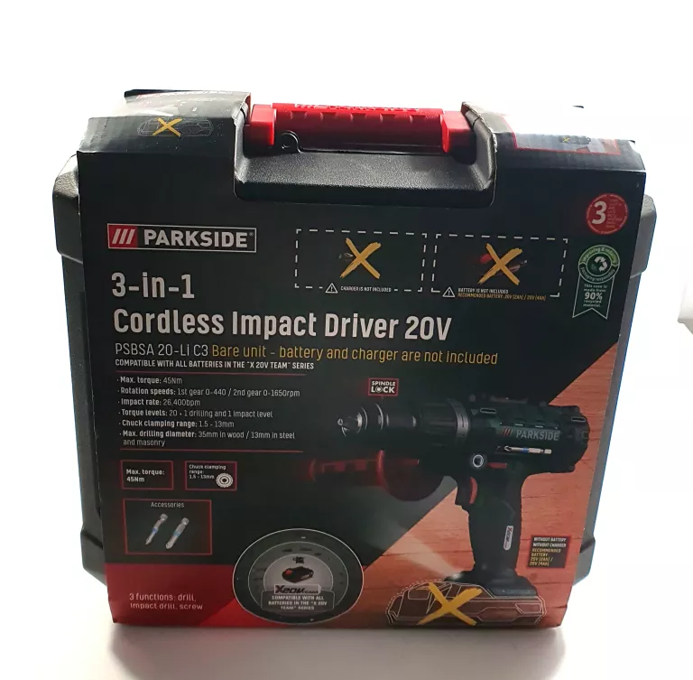 WIERTARKO-WKRĘTARKA UDAR PARKSIDE PSBSA 20-LI C3 KOMPLET