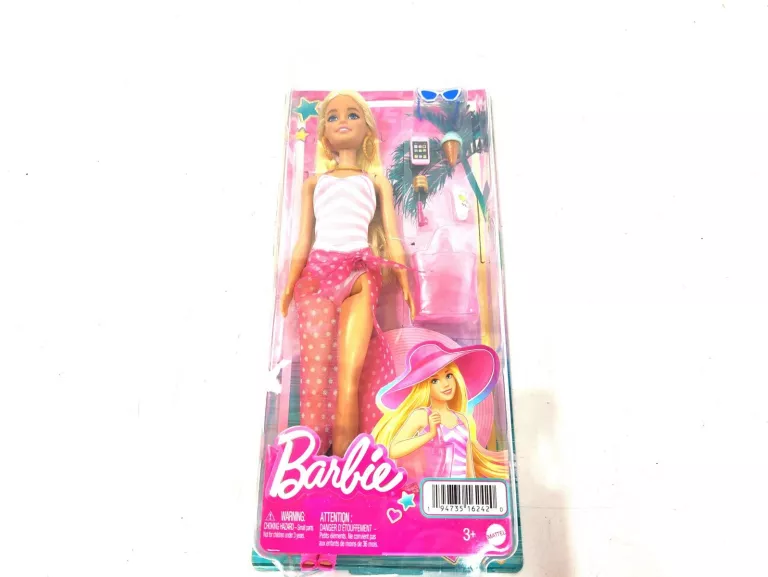 BARBIE PLAŻOWA LALKA NA PLAŻY + AKCESORIA PLAŻOWE HPL73