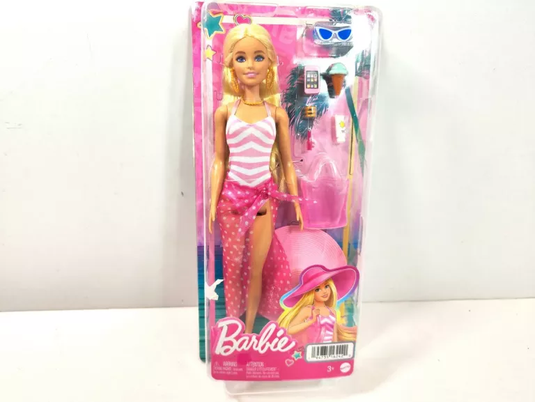 BARBIE PLAŻOWA LALKA NA PLAŻY + AKCESORIA PLAŻOWE HPL73