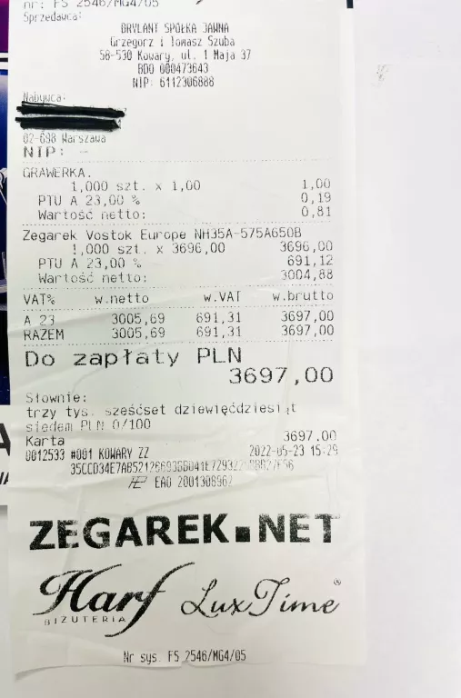 VOSTOK EUROPE ZEGAREK NH35A-575A650