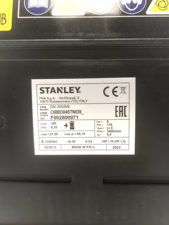 KOMPRESOR BEZOLEJOWY STANLEY DN200/8/6