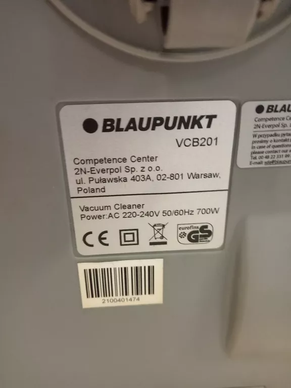 ODKURZACZ BLAUPUNKT VCB201 KOMPLET