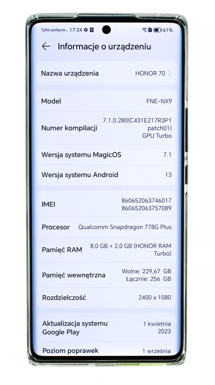 TELEFON HONOR 70 8 GB / 256 GB PUD. ORANGE