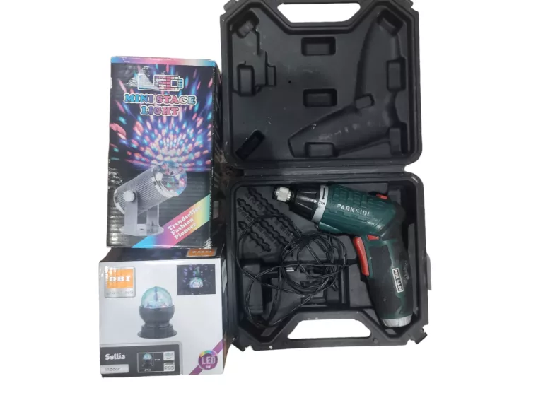 WKRĘTAK PARKSIDE PSSA 3.6 D4 WALIZKA + LAMPKA OBI + MINI LAMPA LED