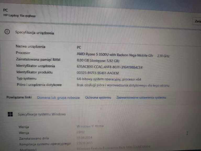 LAPTOP HP 15S-EQ0017NW