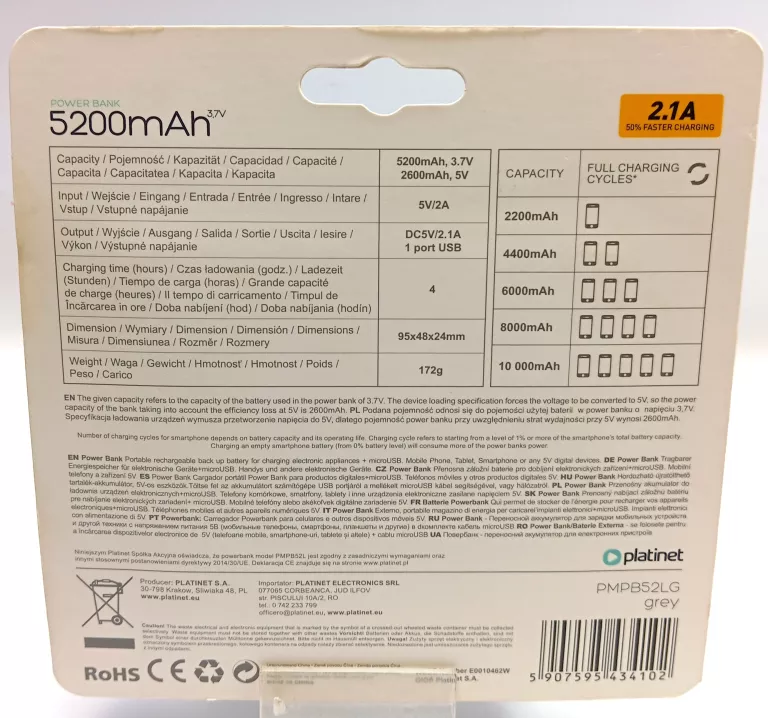 POWERBANK PLATINET 5200MAH 2.1A JAK NOWY!