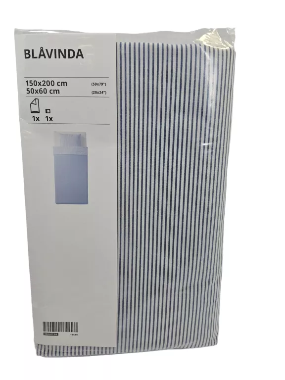 IKEA POŚCIEL BLAVINDA 150X200 50X60 NIEBIESKA/PASKI