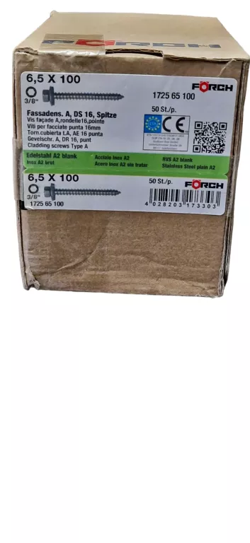 WKRĘT FASADOWY TYP A, O PODKŁADKA 16MM FORCH 1725 65 100 50SZT