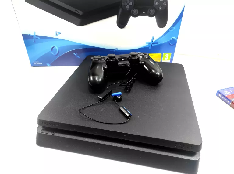 KONSOLA PS4 SLIM 500GB+GRAN TURISMO SPORT, PAD, SŁUCHAWKI PS4