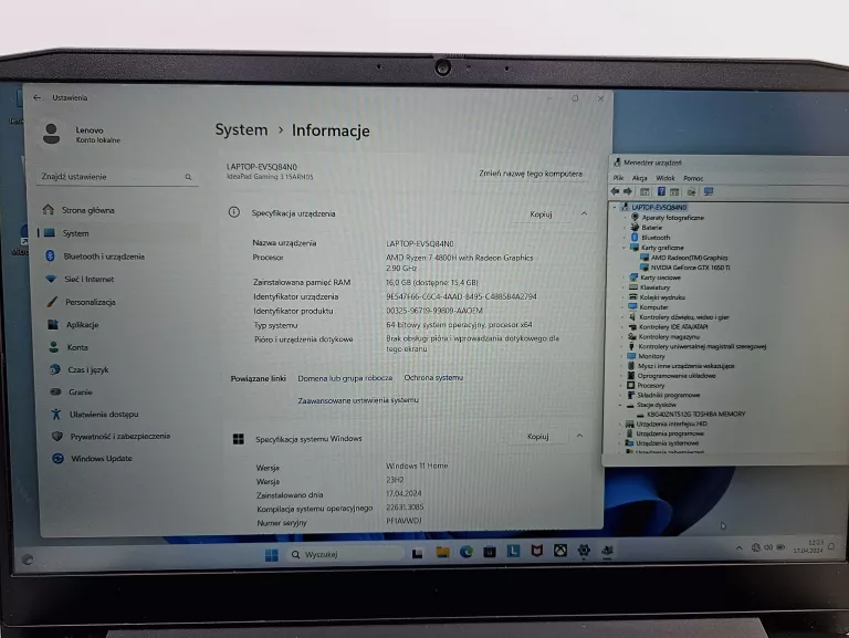 LAPTOP LENOVO IDEAPAD GAMING 3 15ARH05 15,6 " AMD RYZEN 5 16 GB / 512 GB