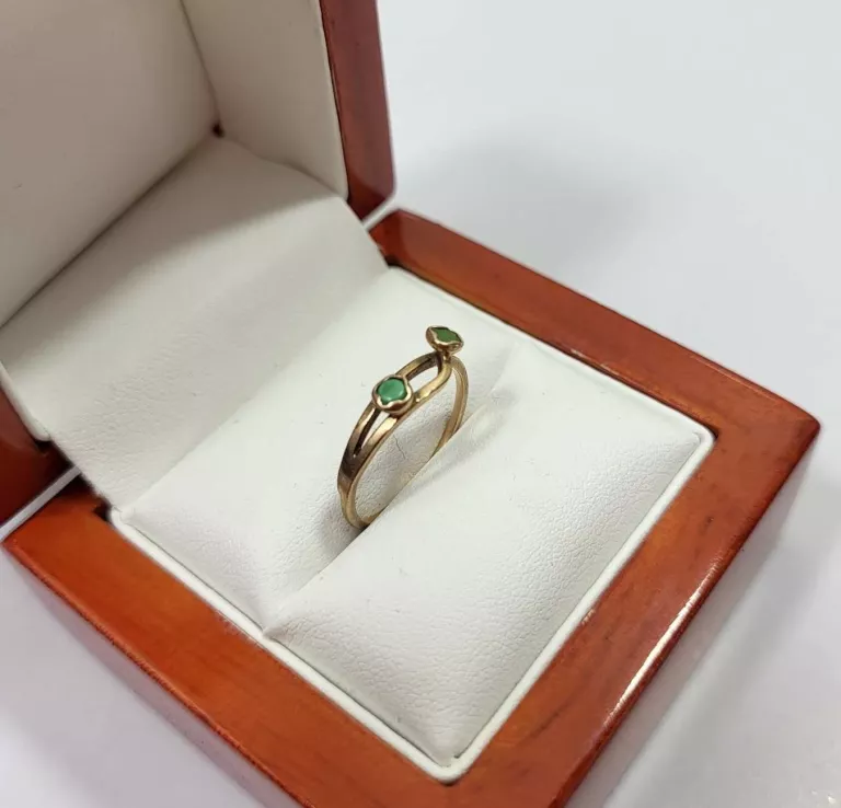 piekny-zloty-pierscionek-zielone-kamyczki-585-116g-tuwima-4-slupsk