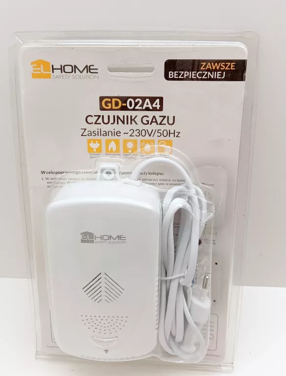 CZUJNIK GAZU EL-HOME GD-02A4 230V/50HZ Z PRZEWODEM