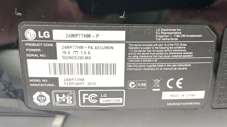 MONITOR LG 24MP77HM ZASILACZ KARTON