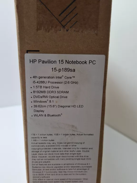 LAPTOP HP PAVILION 15 I5-4GE/8GBRAM/1500GBHDD/IRIS GRAPHICS 5100