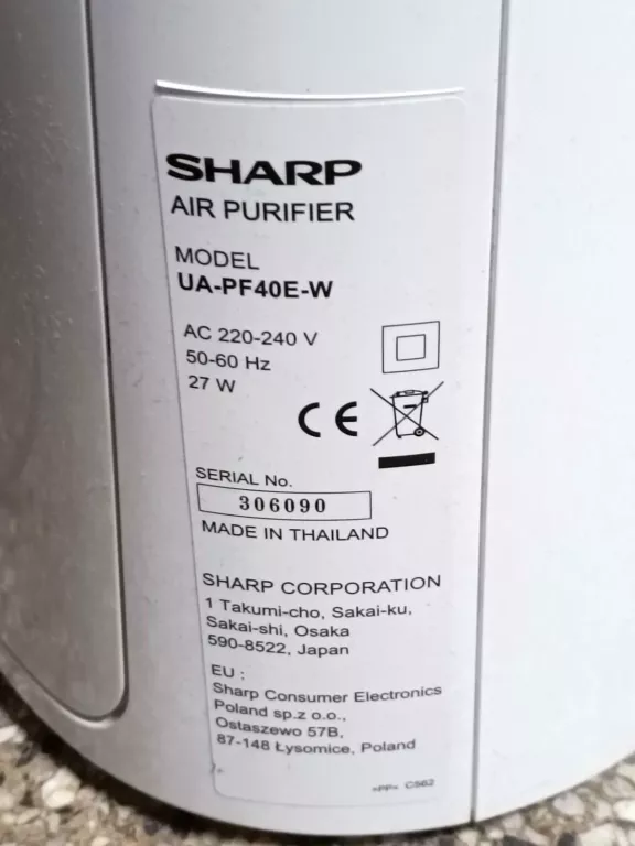 OCZYSZCZACZ SHARP UA-PF40E-W