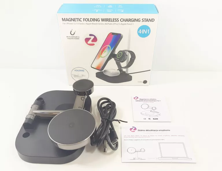 MAGNETYCZNA ŁADOWARKA BEZPRZEWODOWA 4W1 DO APPLE PHONE AIRPODS PENCIL