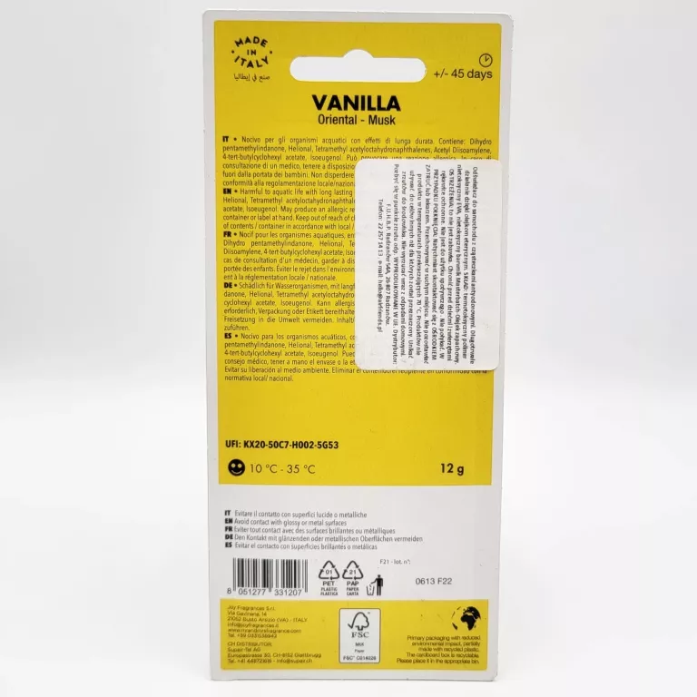 MR & MRS FRAGRANCE ZAPACH DO SAMOCHODU CESARE VANILLA