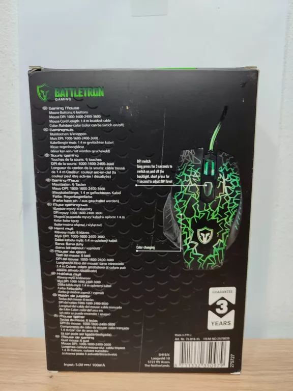 MYSZKA PRZEWODOWA BATTLETRON GAMING MOUSE SENSOR OPTYCZNY