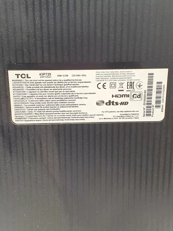 TELEWIZOR TCL 43P725 LED ANDROID TV