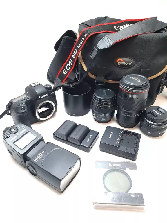 CANON 6D MARK II + 3 OBIEKTYWY CANON 50MM +CANON 100MM MACRO + CANON 85MM+