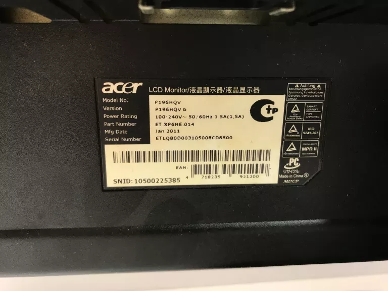 MONITOR ACER P196HQV