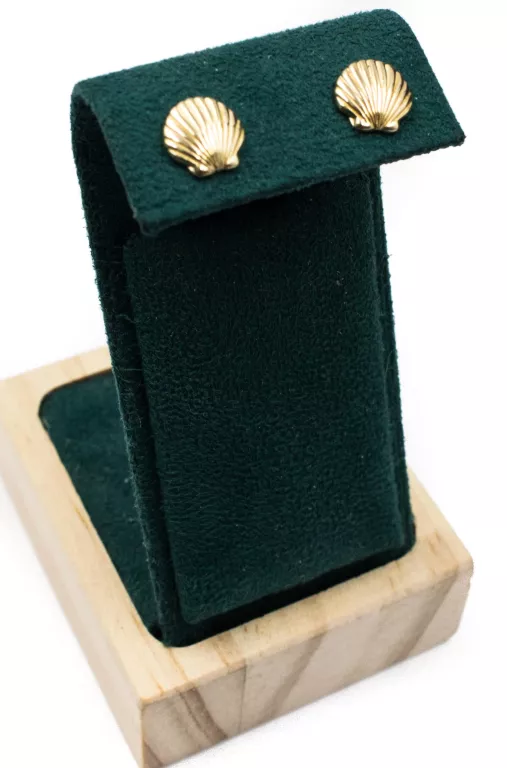 ŁADNE ZŁOTE KOLCZYKI MUSZELKI 8 MM 14K W.1,30G