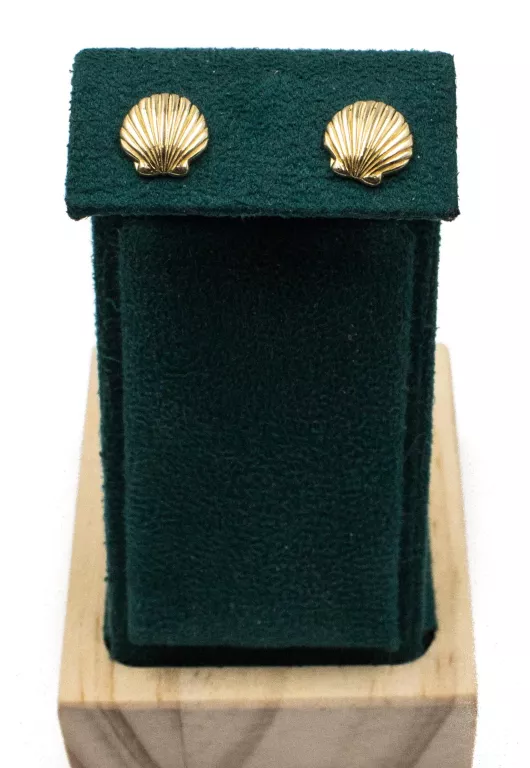 ŁADNE ZŁOTE KOLCZYKI MUSZELKI 8 MM 14K W.1,30G