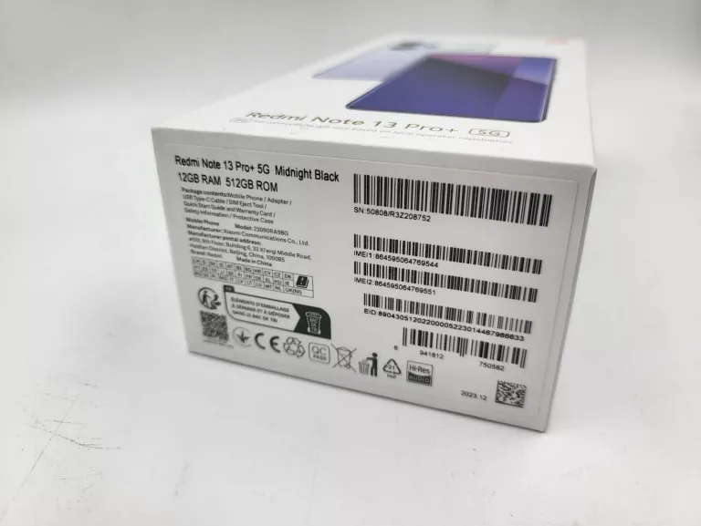 TELEFON XIAOMI REDMI NOTE 13 PRO+ 5G 12GB/512GB KOMPLET// TMOBILE