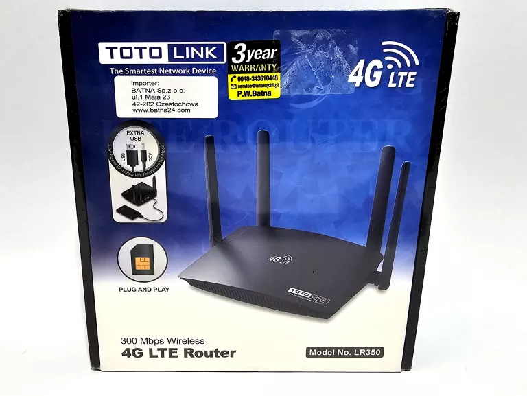 DOMOWY ROUTER RUTER MODEM 3G 4G LTE NA KARTĘ SIM TOTOLINK LR350 WIFI 4G LT