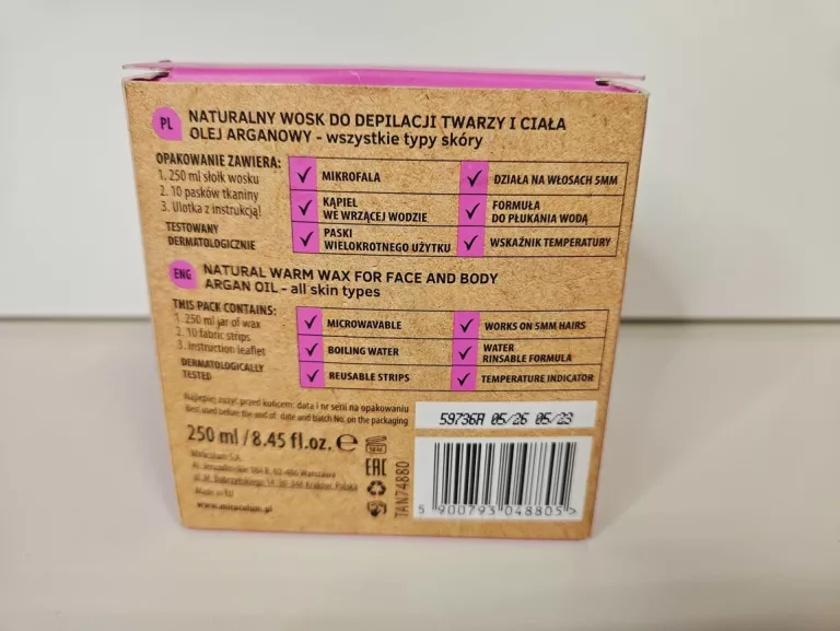 NATURALNY WOSK DO DEPILACJI TWARZY I CAŁA TANITA VEGAN 250ML