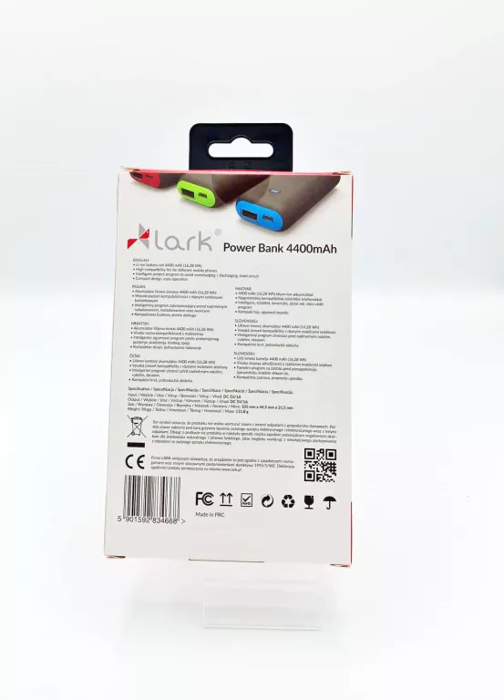 POWERBANK LARK 4400 MAH CZARNY USB B + KABEL USB B