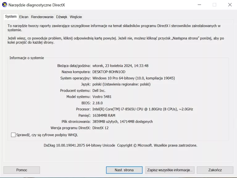 DELL VOSTRO 5481 INTEL CORE I7-8565U 16GB RAM 256GB SSD WIN 10 PRO