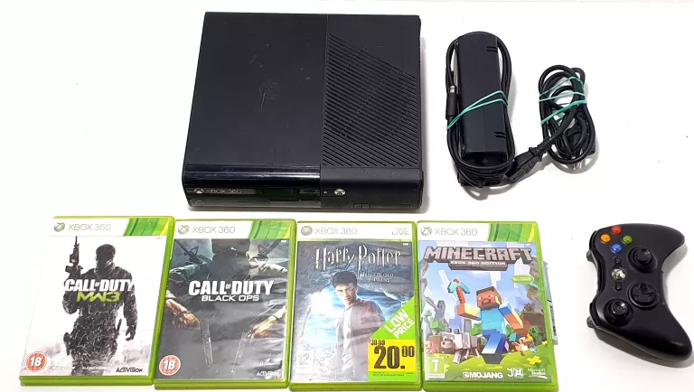 KONSOLA XBOX 360 E CONSOLE +PAD PODŁAMANY+MINECRAFT+HARRY POTTER KSIĄŻĘ