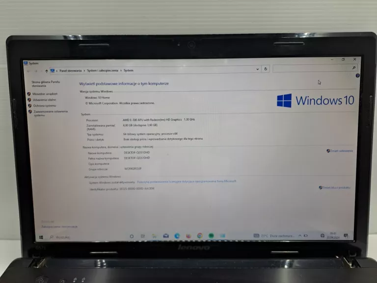 LAPTOP LENOVO G575/4GB RAM/WINDOWS 10