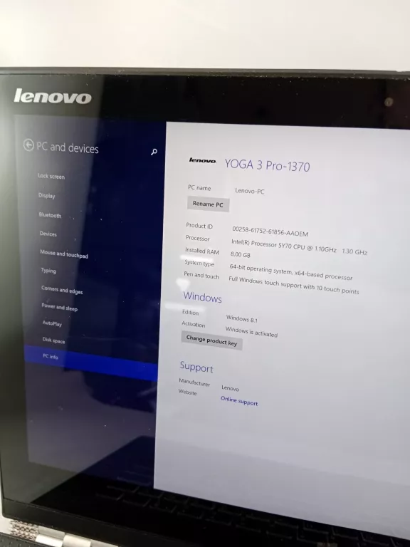 LAPTOP LENOVO YOGA 3 PRO-1370 8/500GB