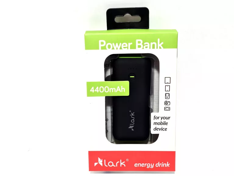 POWERBANK LARK 4400 MAH CZARNY USB B + KABEL USB B